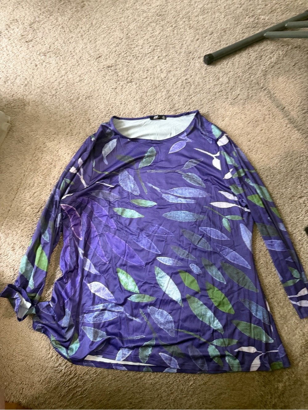 Lily Purple Leaf-Print Long Sleeve Tunic